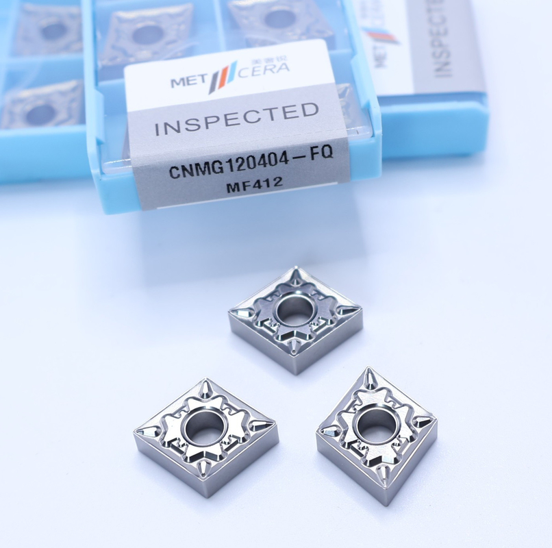 เครื่องหมุน CNC ที่หมุนภายนอก ใส่ HRA92.5 ความแข็ง CNMG120404-FQ ใส่คาร์บิดที่ไม่เคลือบ