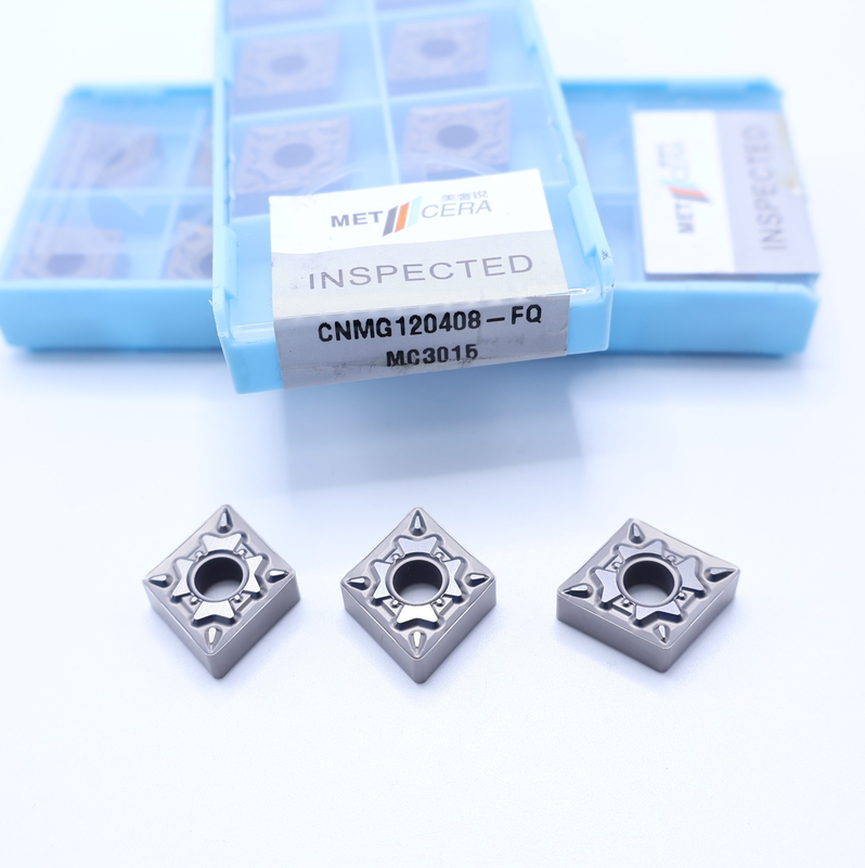 HRA92.5 ความแข็งแรง CNMG120408-FQ เครื่องหมุน CNC ที่หมุนภายนอก ใส่เกรด MC3015 ใส่เซอร์เมทที่ไม่เคลือบ