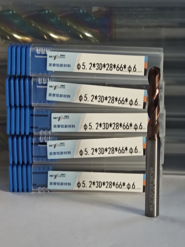 เครื่องเจาะคาร์ไบดแข็ง 3D / 5D ที่เคลือบด้วย G-External Coolant φ5.2 x 3D x 28 x 66 x φ6mm เครื่องมือตัด