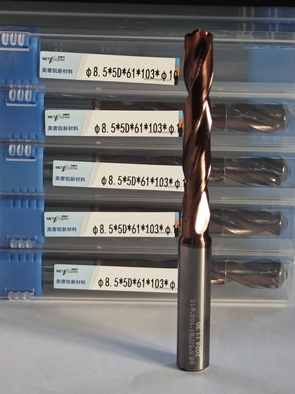 ความแข็งแรงของเครื่องเจาะคาร์ไบด์ HRC55-60 3D Drill / 5D Drill G-Internal Coolant Drill- 5D Φ8.5 X 5D X 61 X 103 X Φ10mm คาร์ไบด์แข็ง