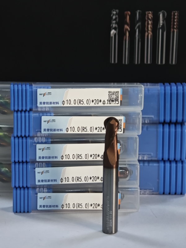 MPB2 บอลคาร์ไบดแข็ง จมูกปลาย Mill 2 ฟลอยต์ R0.5-10, 10 มม, Φ10.0 ((R5.0) x20x10Dx75 มม
