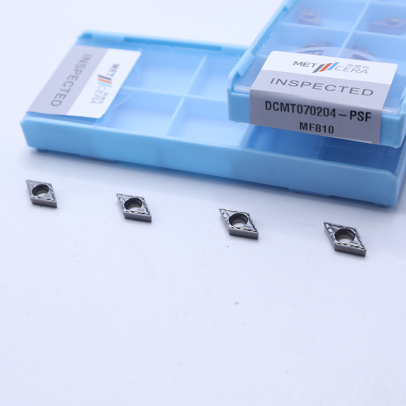 ใส่การหมุนคาร์บิดที่สามารถชี้วัดได้ สําหรับตัวถือเครื่องมือ lathes, การหมุนภายใน ไม่เคลือบใส่การเสร็จ DCMT070204-PSF