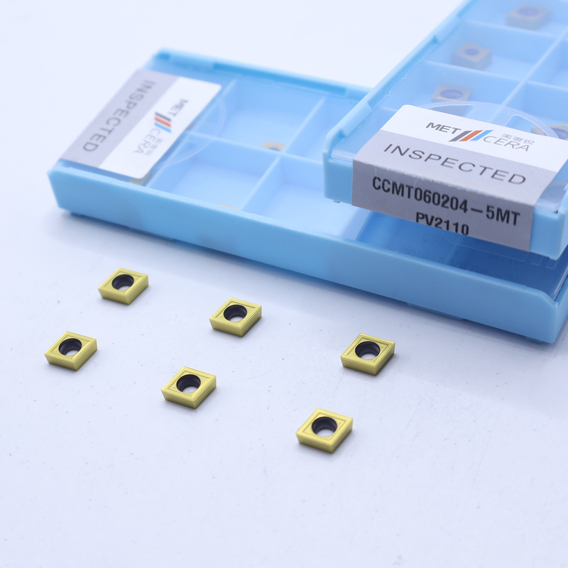 CCMT060204 TiCN เซอร์เมทใส่สําหรับการหมุนภายใน เครื่องมือหมุนโลหะเคลือบ PVD 5MT เครื่องบดชิป