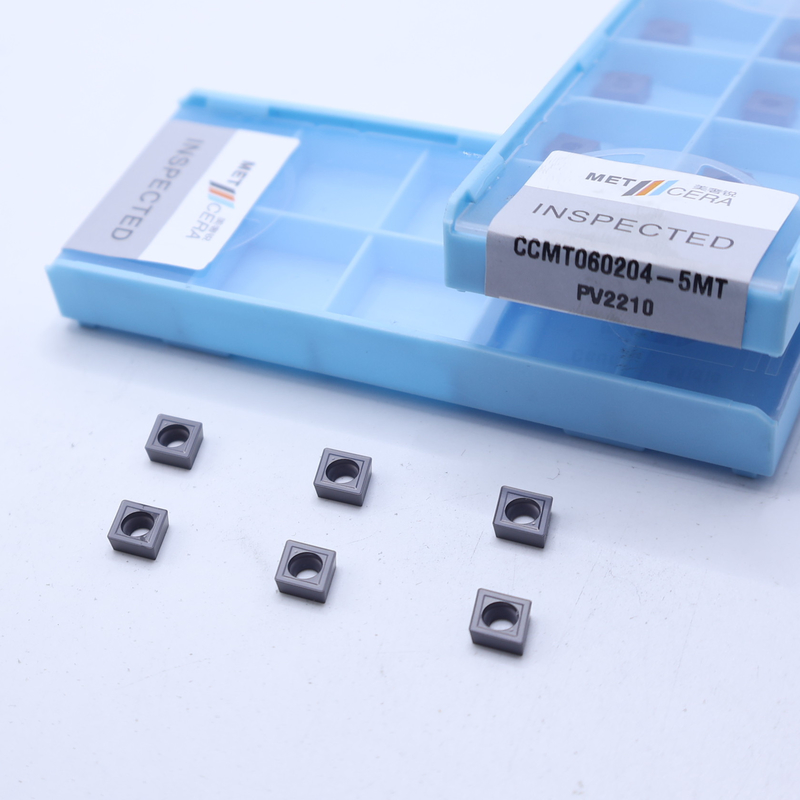 CCMT060204 PVD ทับ Cermet การหมุนใส่ภายใน 5MT Chipbreaker สีเทา PV2210 เกรดความแข็งแรงสูง HV3500