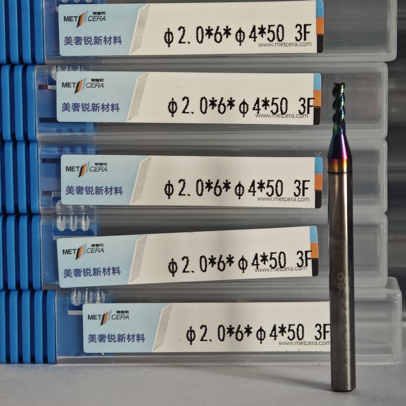 MAE PLUS เครื่องบดปลาย 2 มม สําหรับการแปรรูปคูเปอร์ Φ2.0x6x4Dx50 มม เครื่องบดโลหะเหลือง