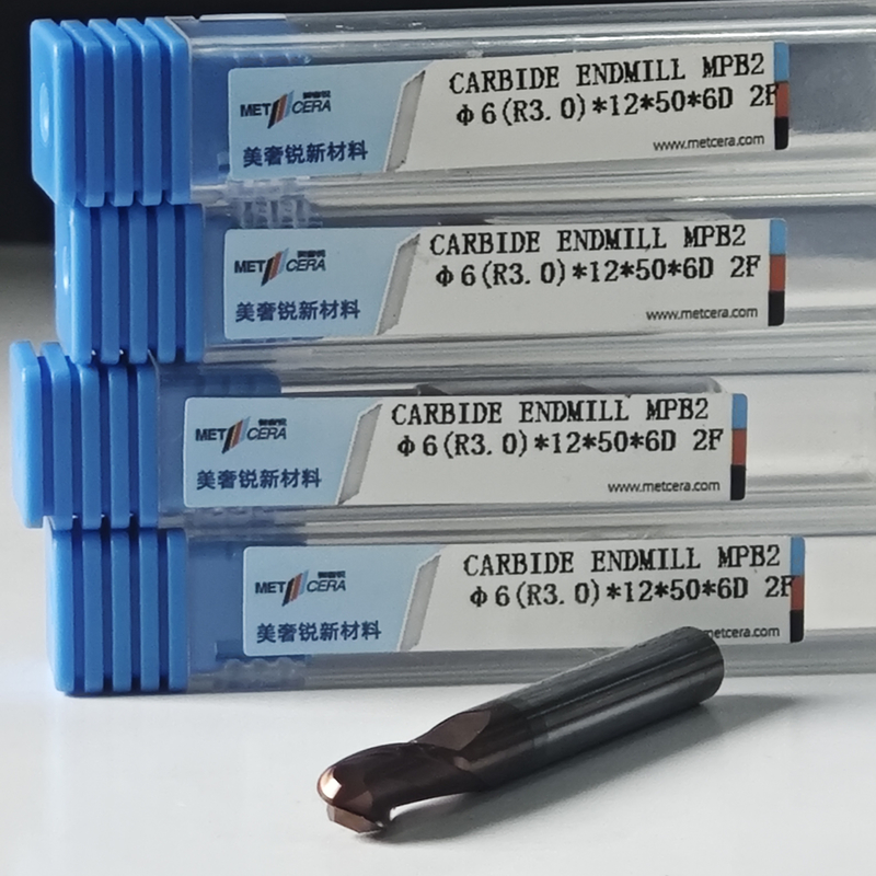MPB2 บอลคาร์ไบด์แข็ง ปลายจมูก Mill 2 ฟลอยท์ HRC55-HRC60 R0.5-10 6mm Φ6.0 R3.0 X12x6Dx50mm AlCr การเคลือบสําหรับการจัดส่งในเวลาที่ถูกต้อง