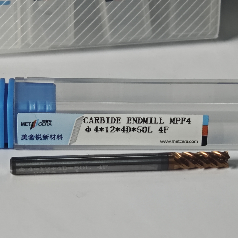 4mm MPF4 มหาวิทยาลัย 4 ฟลอยท์ Flat End Mill สําหรับการแปรรูปแบบแห้งและเปียกของเหล็กก๊าบอน Φ4x12x4Dx50mm