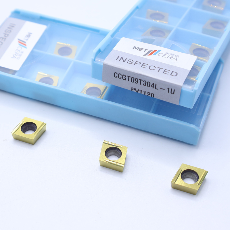 สีทอง HV3500 CCGT09 PVD ปกแต่ง Cermet Insert Boring Insert สําหรับอาหารต่ํา