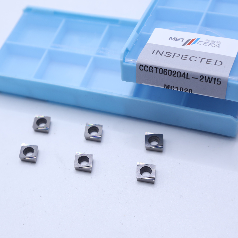 Cermet CNC Turning Insert CCGT06 กับ 2W15 ชิปบริคเกอร์สําหรับการแปรรูปเหล็ก / โลหะ / สะสม