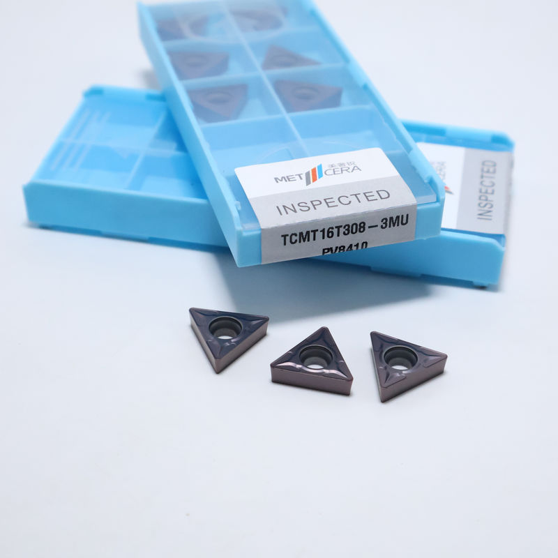TCMT0902  TCMT1102  TCMT16T3 เม็ดมีดกลึงคาร์ไบด์สามเหลี่ยม 60° สำหรับเหล็กกล้าและสแตนเลสสตีล พร้อมตัวกันเศษ 3MU